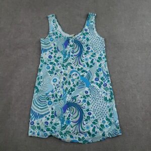 Annie Griffin Dress Womens Small Blue Floral Shift Short Sleeveless Lined